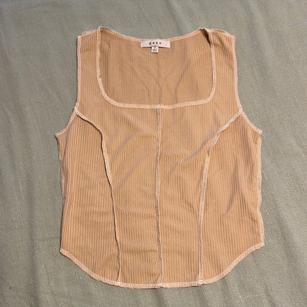 Cute beige cropped tank